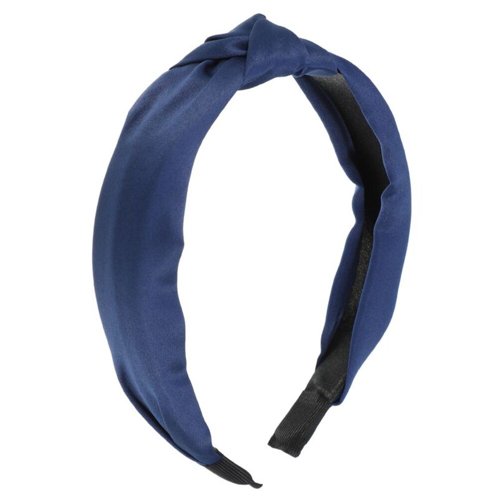 Satin Knot Headband Hairband Navy Blue 1.2 Inch Wide